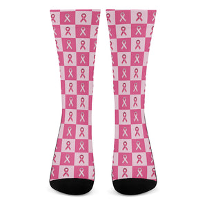 Breast Cancer Awareness Pattern Print Crew Socks
