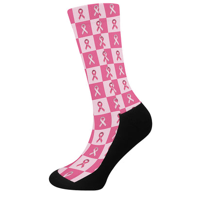 Breast Cancer Awareness Pattern Print Crew Socks