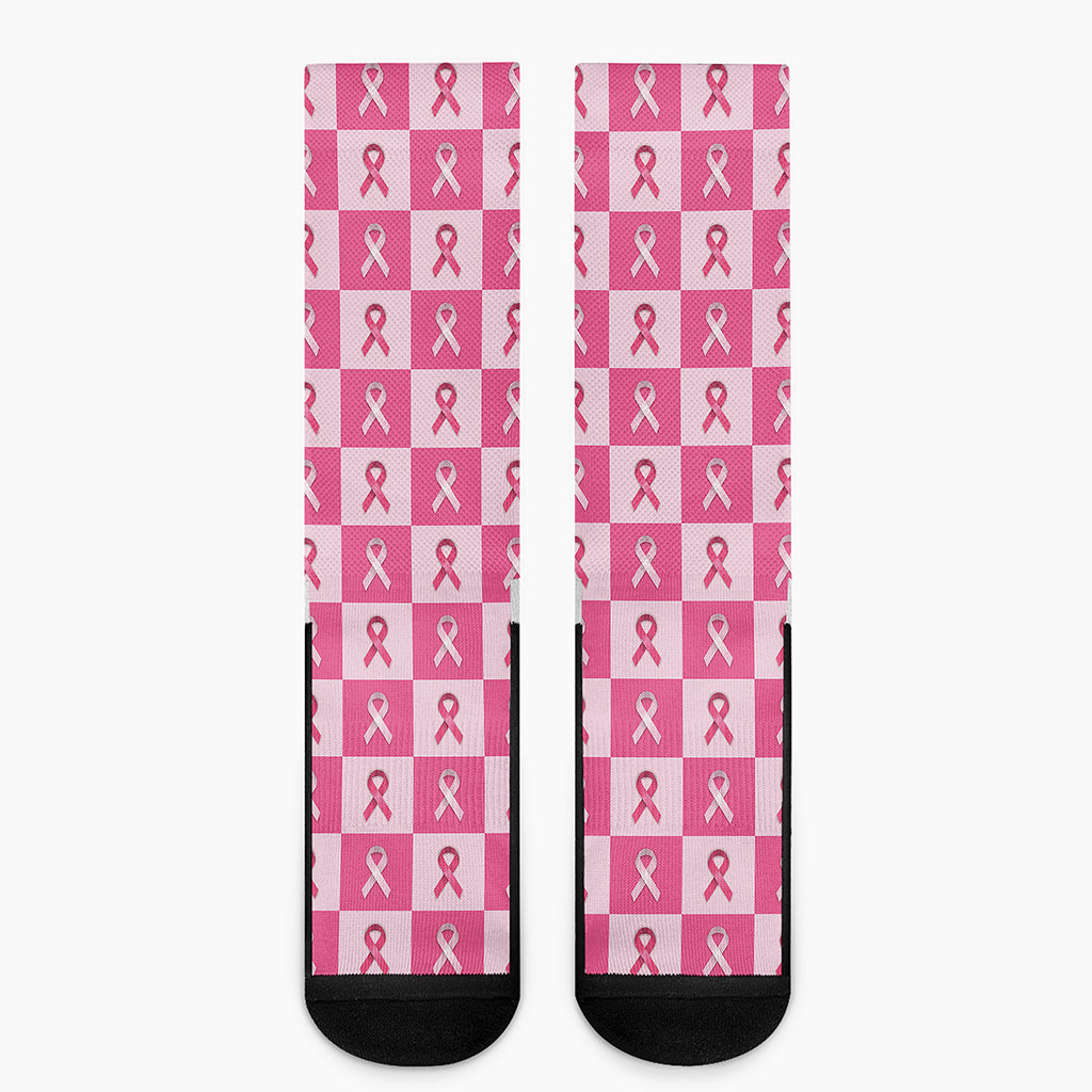 Breast Cancer Awareness Pattern Print Crew Socks