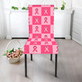 Breast Cancer Awareness Pattern Print Dining Chair Slipcover