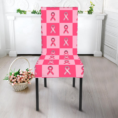Breast Cancer Awareness Pattern Print Dining Chair Slipcover