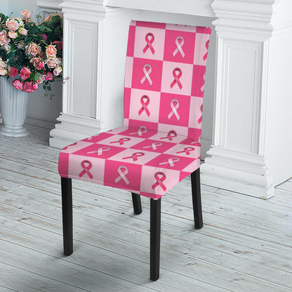 Breast Cancer Awareness Pattern Print Dining Chair Slipcover