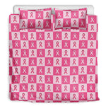 Breast Cancer Awareness Pattern Print Duvet Cover Bedding Set
