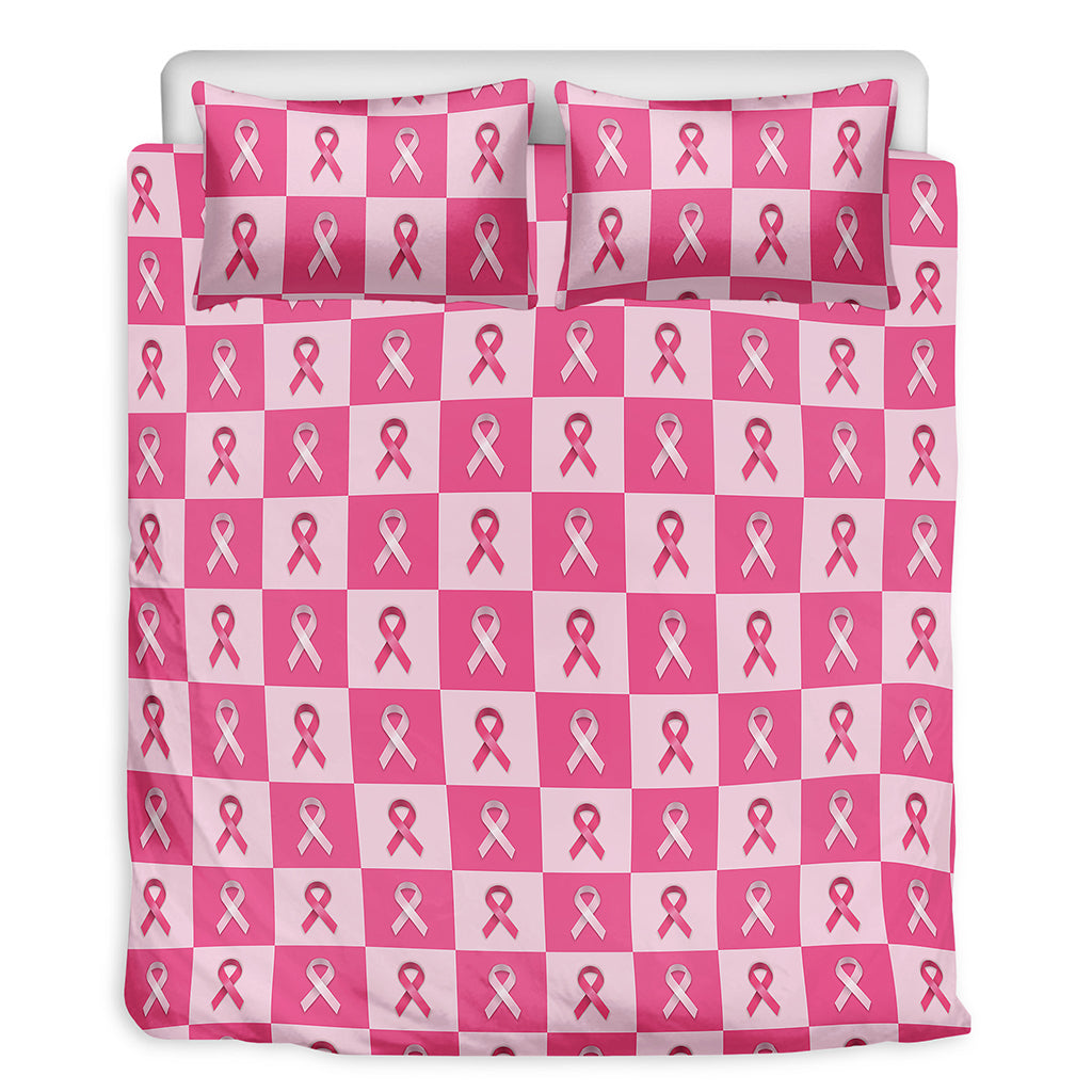 Breast Cancer Awareness Pattern Print Duvet Cover Bedding Set