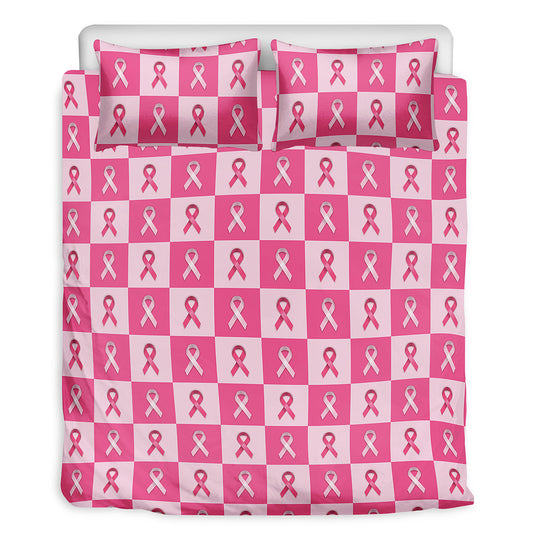 Breast Cancer Awareness Pattern Print Duvet Cover Bedding Set