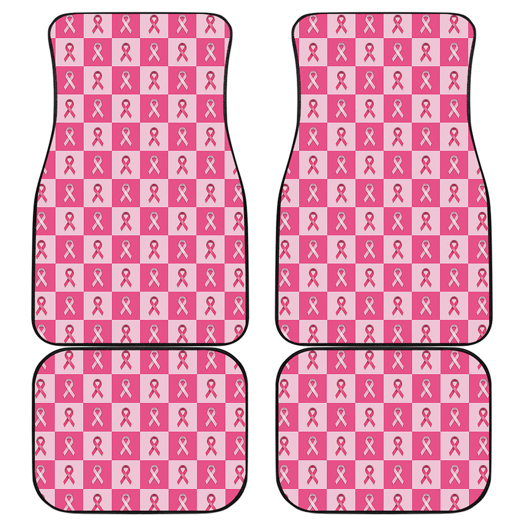 Breast Cancer Awareness Pattern Print Front and Back Car Floor Mats