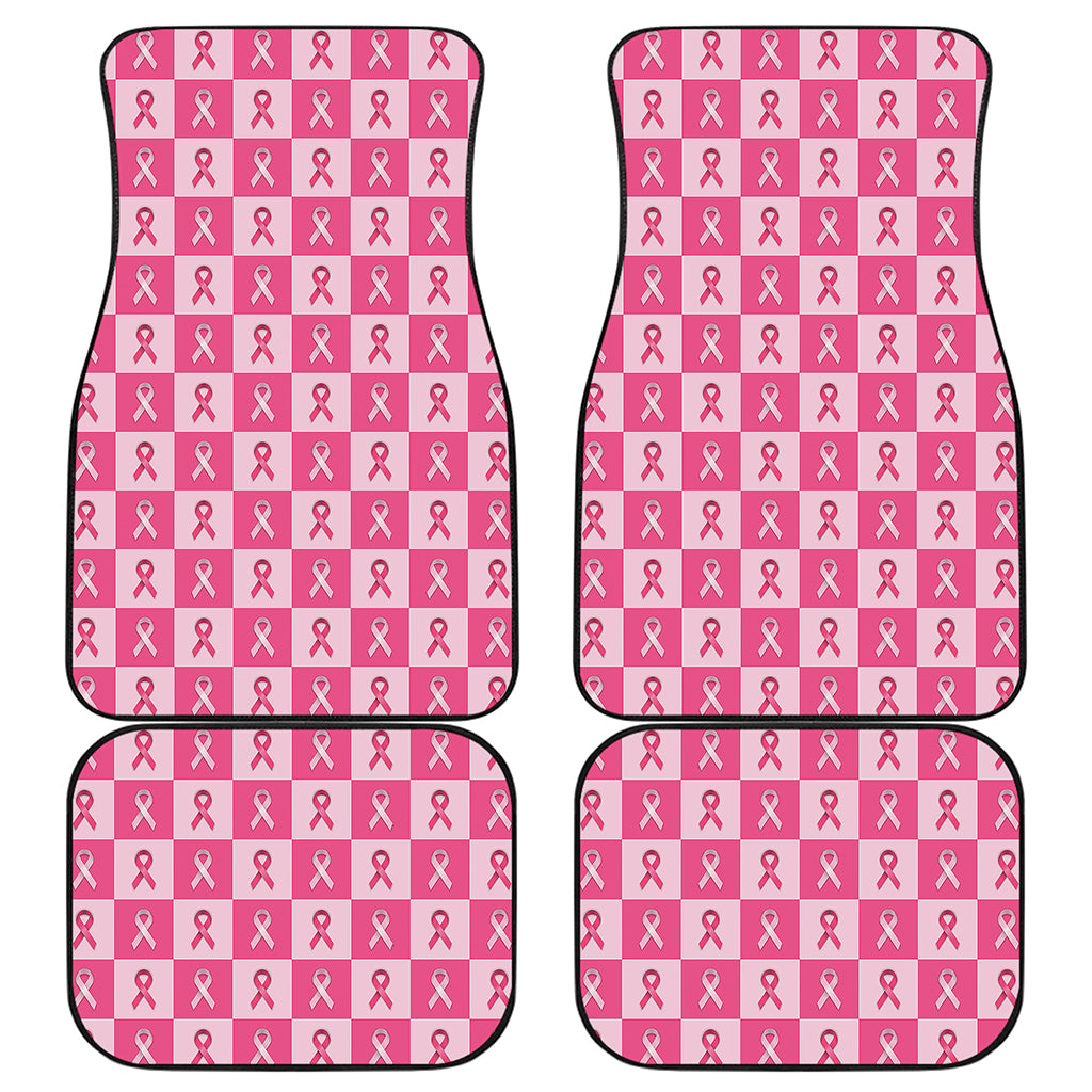 Breast Cancer Awareness Pattern Print Front and Back Car Floor Mats