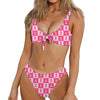 Breast Cancer Awareness Pattern Print Front Bow Tie Bikini