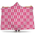 Breast Cancer Awareness Pattern Print Hooded Blanket
