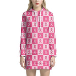 Breast Cancer Awareness Pattern Print Hoodie Dress