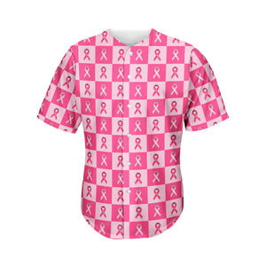 Breast Cancer Awareness Pattern Print Men's Baseball Jersey