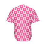 Breast Cancer Awareness Pattern Print Men's Baseball Jersey