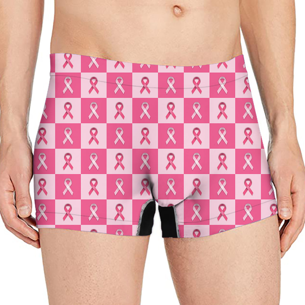 Breast Cancer Awareness Pattern Print Men's Boxer Briefs