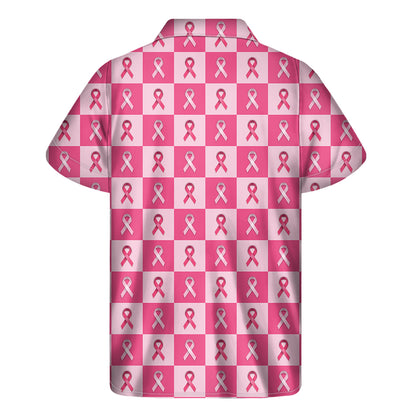 Breast Cancer Awareness Pattern Print Men's Short Sleeve Shirt