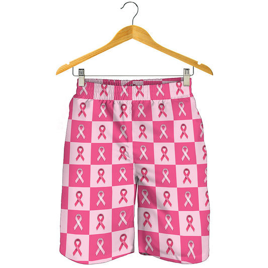 Breast Cancer Awareness Pattern Print Men's Shorts