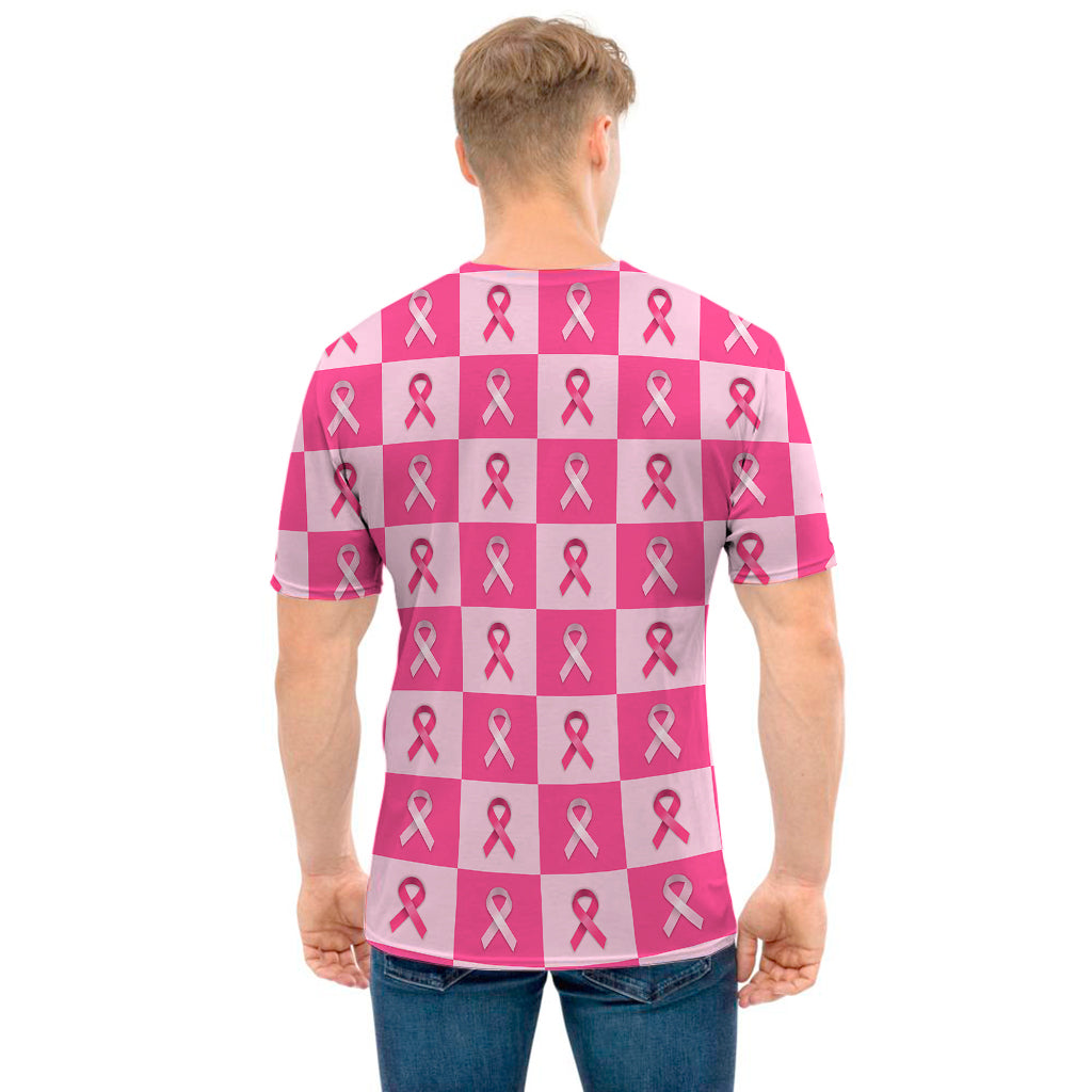 Breast Cancer Awareness Pattern Print Men's T-Shirt