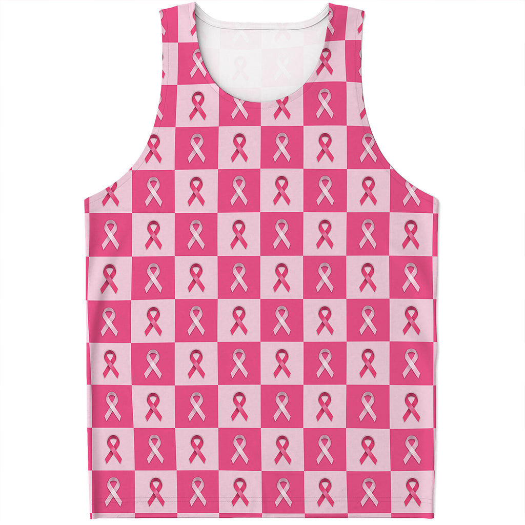 Breast Cancer Awareness Pattern Print Men's Tank Top