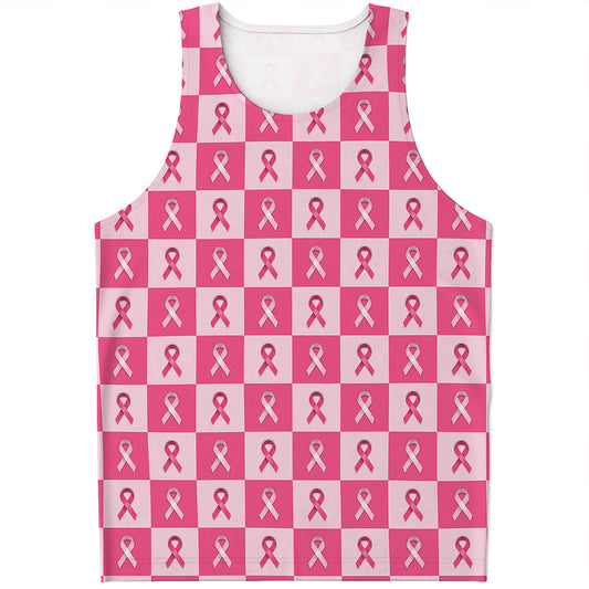 Breast Cancer Awareness Pattern Print Men's Tank Top