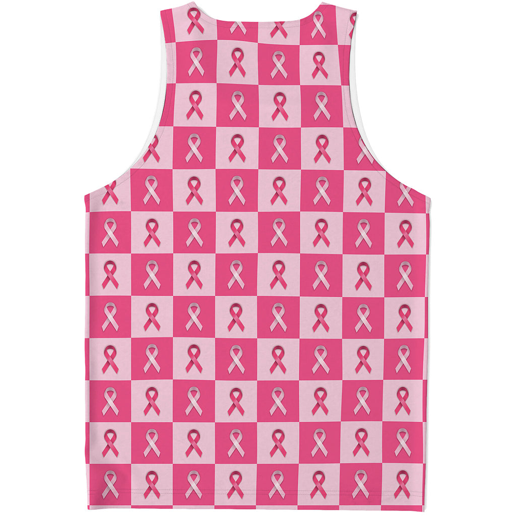 Breast Cancer Awareness Pattern Print Men's Tank Top
