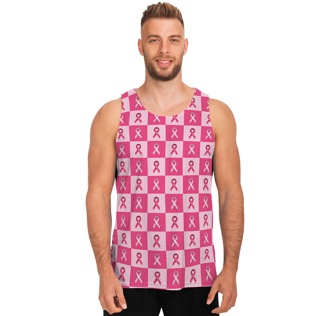 Breast Cancer Awareness Pattern Print Men's Tank Top