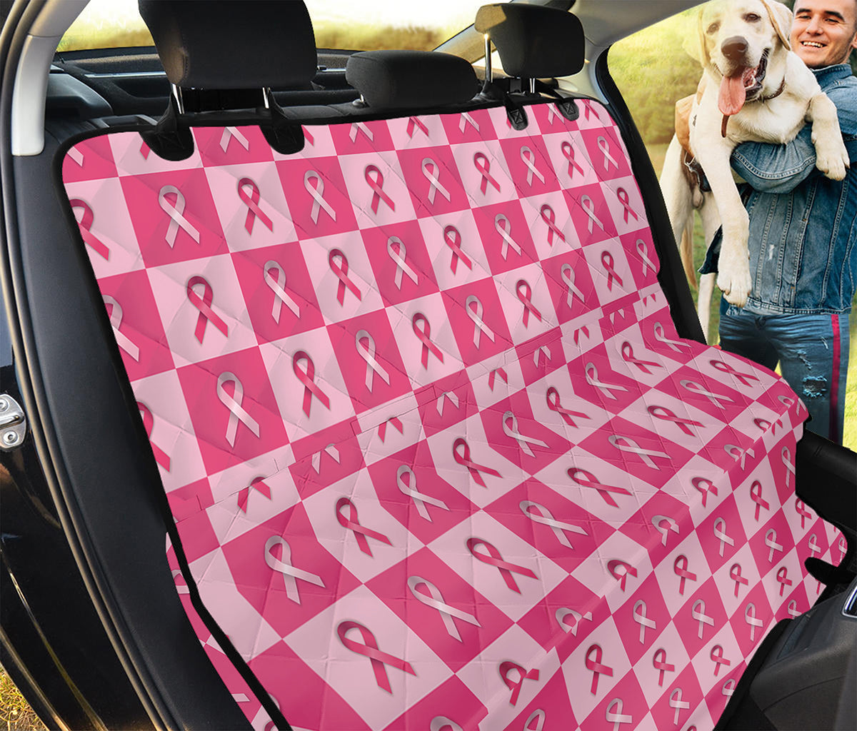 Breast Cancer Awareness Pattern Print Pet Car Back Seat Cover