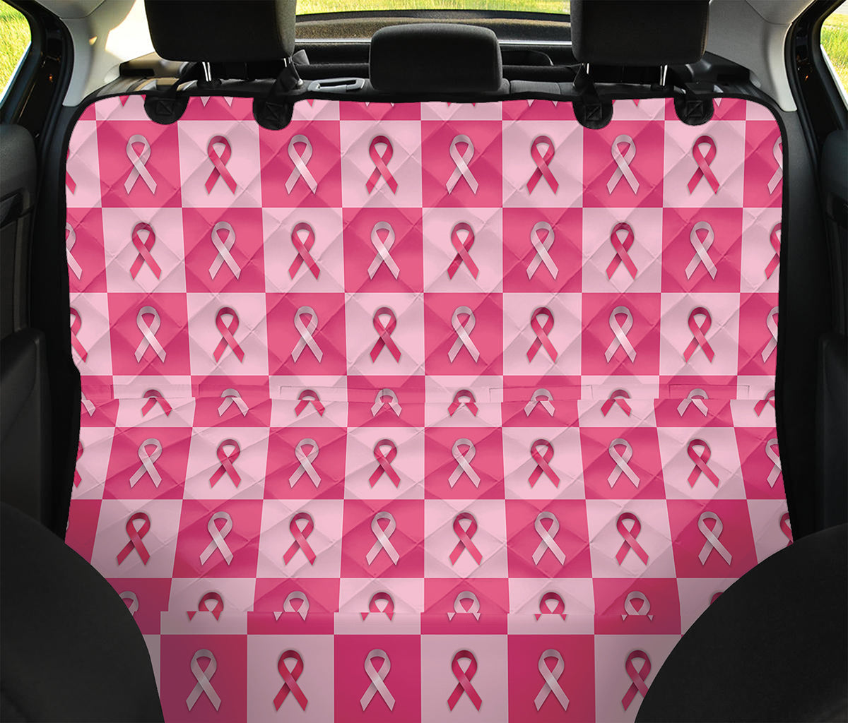 Breast Cancer Awareness Pattern Print Pet Car Back Seat Cover