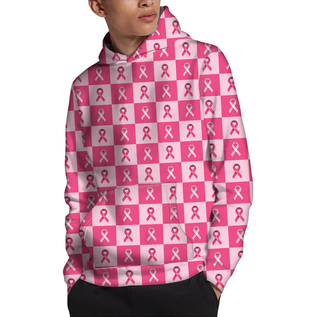 Breast Cancer Awareness Pattern Print Pullover Hoodie