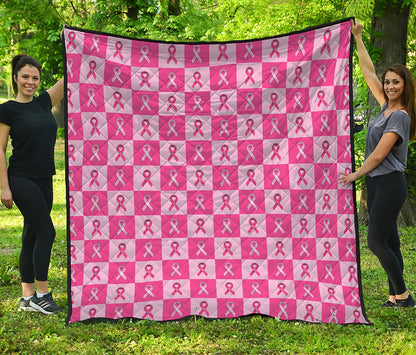 Breast Cancer Awareness Pattern Print Quilt