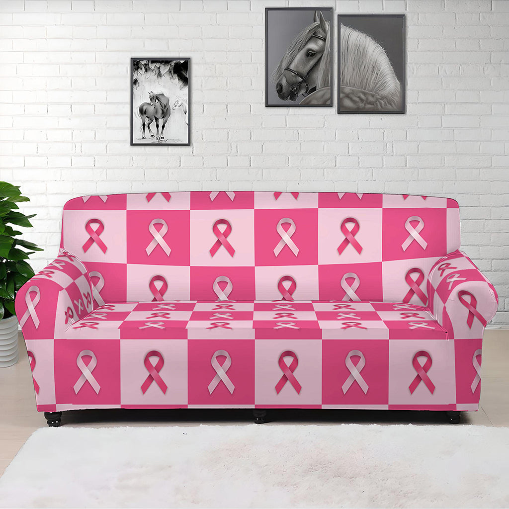 Breast Cancer Awareness Pattern Print Sofa Cover
