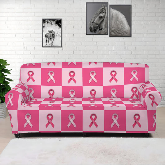 Breast Cancer Awareness Pattern Print Sofa Cover