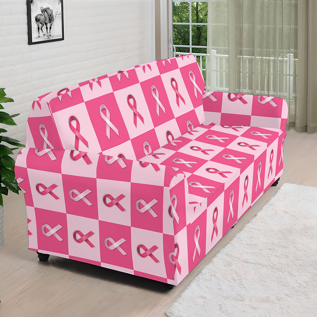 Breast Cancer Awareness Pattern Print Sofa Cover