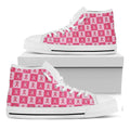 Breast Cancer Awareness Pattern Print White High Top Sneakers