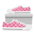 Breast Cancer Awareness Pattern Print White Low Top Sneakers