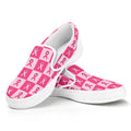 Breast Cancer Awareness Pattern Print White Slip On Sneakers