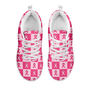 Breast Cancer Awareness Pattern Print White Sneakers