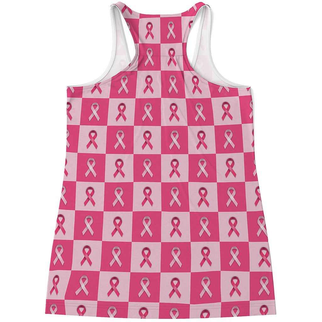 Breast Cancer Awareness Pattern Print Women's Racerback Tank Top