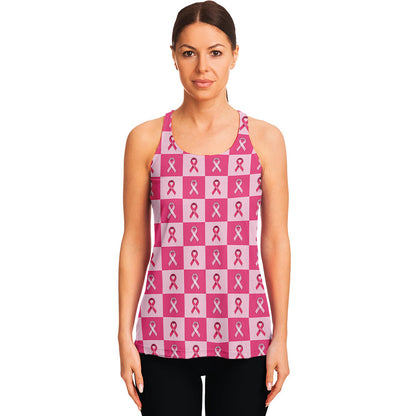 Breast Cancer Awareness Pattern Print Women's Racerback Tank Top
