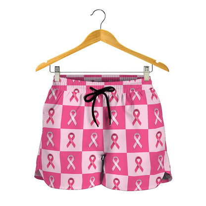 Breast Cancer Awareness Pattern Print Women's Shorts
