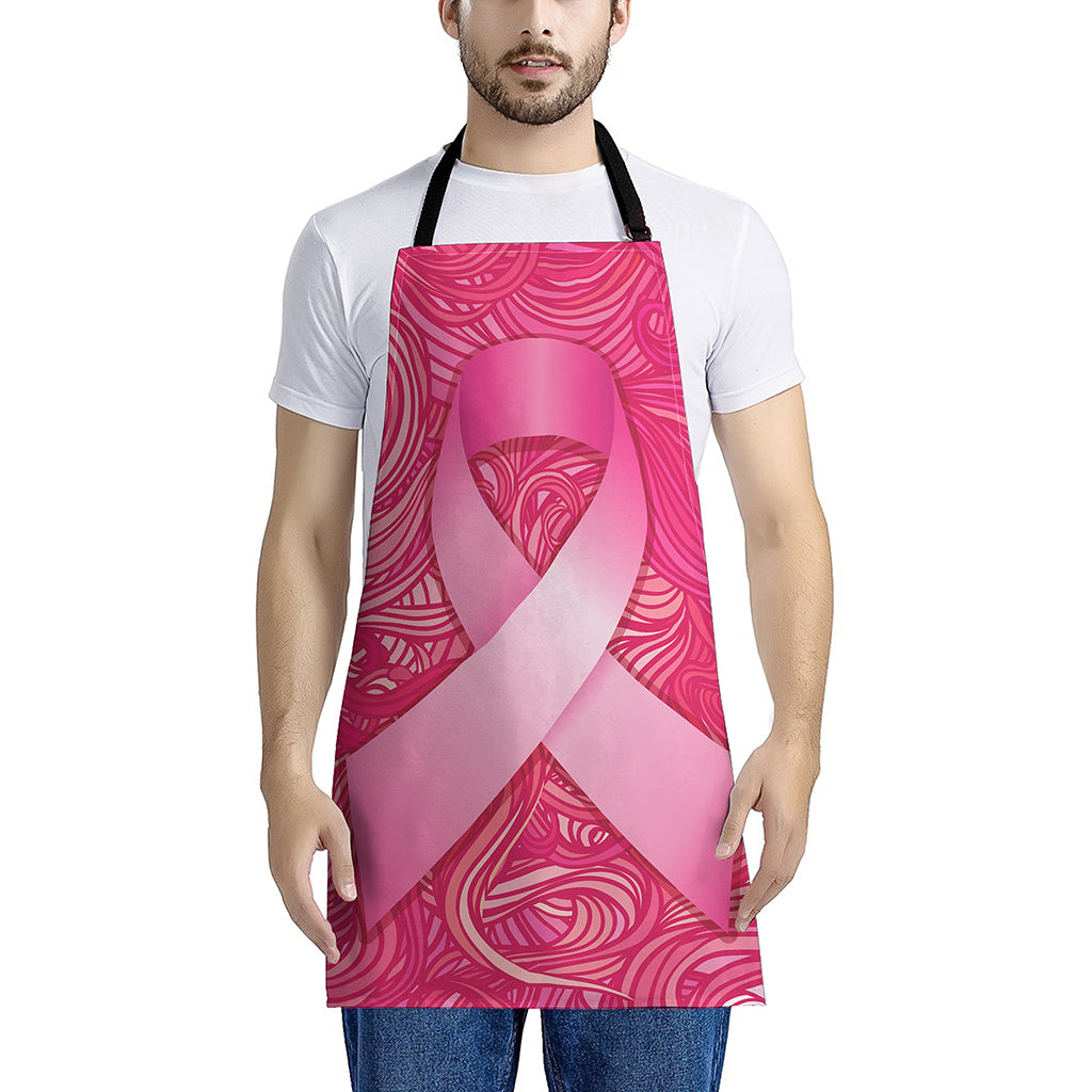 Breast Cancer Awareness Ribbon Print Apron