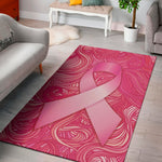 Breast Cancer Awareness Ribbon Print Area Rug