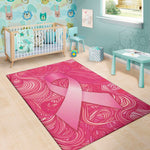 Breast Cancer Awareness Ribbon Print Area Rug