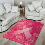 Breast Cancer Awareness Ribbon Print Area Rug