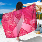 Breast Cancer Awareness Ribbon Print Beach Sarong Wrap