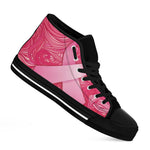Breast Cancer Awareness Ribbon Print Black High Top Shoes