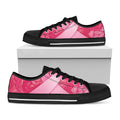 Breast Cancer Awareness Ribbon Print Black Low Top Sneakers