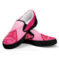 Breast Cancer Awareness Ribbon Print Black Slip On Sneakers