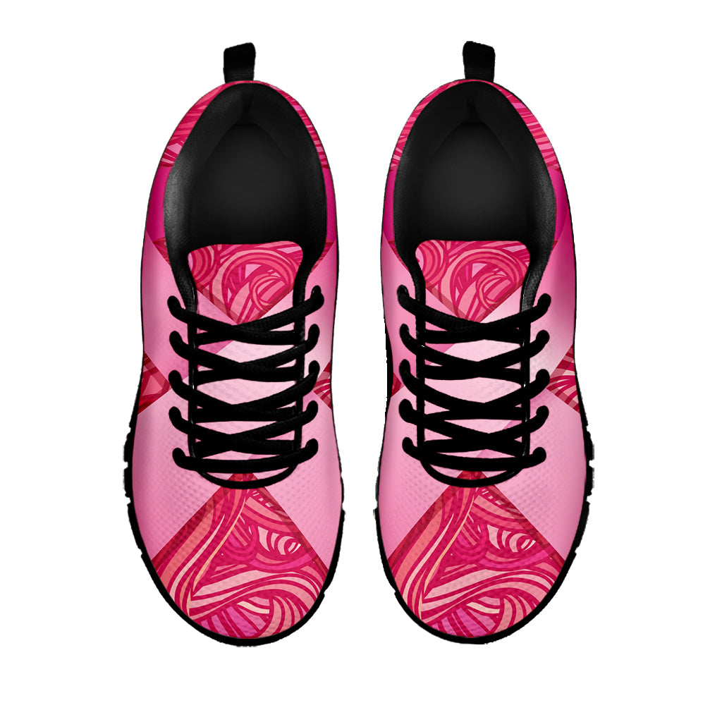 Breast Cancer Awareness Ribbon Print Black Sneakers