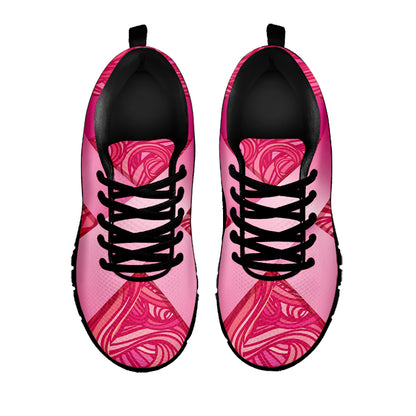 Breast Cancer Awareness Ribbon Print Black Sneakers