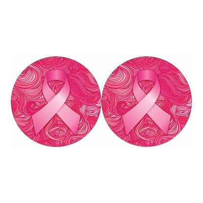 Breast Cancer Awareness Ribbon Print Car Coasters