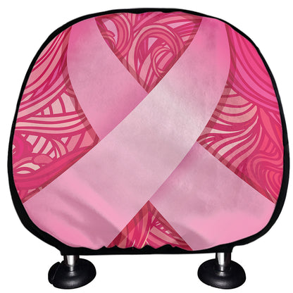 Breast Cancer Awareness Ribbon Print Car Headrest Covers